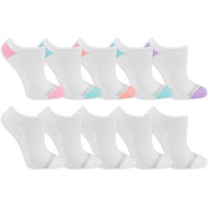 imageFruit of the Loom Women Everyday Soft Cushioned No Show Socks Multi PackWhite Assorted 10 Pack