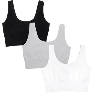 imageFruit of the Loom Womens 360 Stretch Longline Sport Comfortable Wireless Bras Seamless FullCoverage for a Natural ShapeBlackWhiteGrey Heather