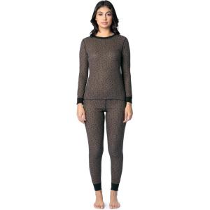 imageFruit of the Loom Womens Micro Waffle Premium Thermal SetCheetah Print