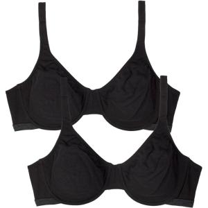 imageFruit of the Loom Womens Unlined Underwire BraCotton ampamp Spandex Blend for Natural Shape and FlexibilityBlack HueBlack Hue
