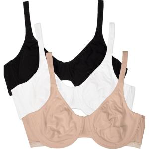 imageFruit of the Loom Womens Unlined Underwire BraCotton ampamp Spandex Blend for Natural Shape and FlexibilityBlack HueSandWhite 86ck