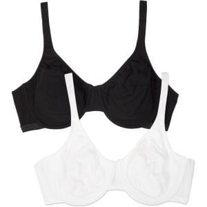 imageFruit of the Loom Womens Unlined Underwire BraCotton ampamp Spandex Blend for Natural Shape and FlexibilityBlack HueWhite 86ck