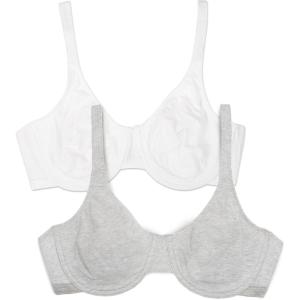 imageFruit of the Loom Womens Unlined Underwire BraCotton ampamp Spandex Blend for Natural Shape and FlexibilityHeather Grey White 86ck