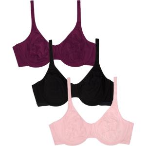 imageFruit of the Loom Womens Unlined Underwire BraCotton ampamp Spandex Blend for Natural Shape and FlexibilityPurple VelvetBlushingBlack