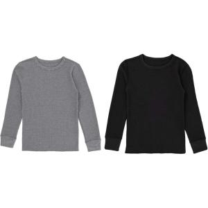 imageFruit of the Loom boys Premium 2pack Thermal Waffle Crew TopBlackHeather Greystone