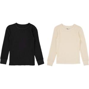 imageFruit of the Loom boys Premium 2pack Thermal Waffle Crew TopBlackNatural