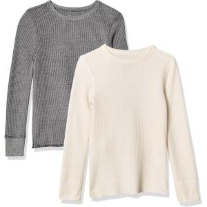 imageFruit of the Loom boys Premium 2pack Thermal Waffle Crew TopHeather GreystoneNatural