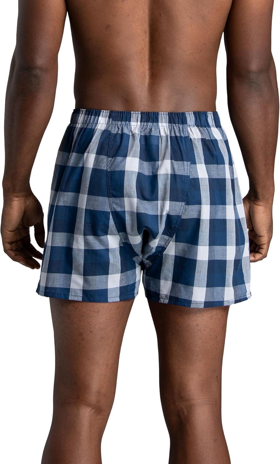 imageFruit of the Loom Mens Premium TagFree Cotton Underwear Regular ampamp Big ManBoxer  4 Pack  Woven Assorted