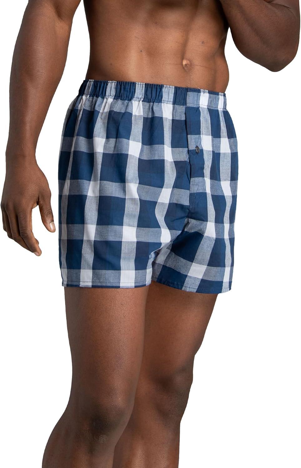 imageFruit of the Loom Mens Premium TagFree Cotton Underwear Regular ampamp Big ManBoxer  4 Pack  Woven Assorted