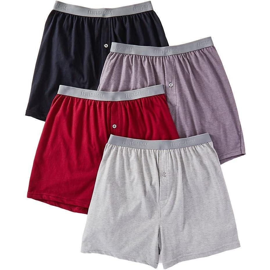 imageFruit of the Loom Mens Premium TagFree Cotton Underwear Regular ampamp Big ManBoxer  4 Pack  Knit Assorted