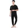 imageFruit of the Loom Mens 360 Stretch Crewneck Top and Jogger Pant Sleep Pajama SetBlack