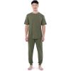 imageFruit of the Loom Mens 360 Stretch Crewneck Top and Jogger Pant Sleep Pajama SetDusty Olive
