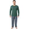 imageFruit of the Loom Mens Jersey Knit Top and Flannel Pant Pajama Sleep SetGreenNavy Plaid
