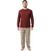 imageFruit of the Loom Mens Jersey Knit Top and Flannel Pant Pajama Sleep SetRedKhaki Plaid
