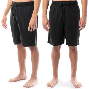 imageFruit of the Loom Mens 2Pack Jersey Knit Sleep Pajama ShortsBlackBlack