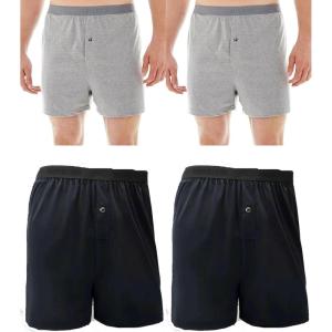imageFruit of the Loom Mens Big and Tall TagFree UnderwearBig Man  Knit Boxer  4 Pack Black Gray