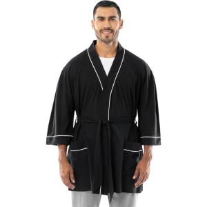 imageFruit of the Loom Mens Jersey Knit Kimono RobeBlack