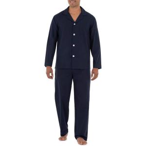 imageFruit of the Loom Mens Long Sleeve Broadcloth Pajama SetNavy Blue