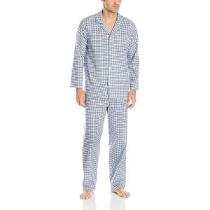 imageFruit of the Loom Mens Long Sleeve Broadcloth Pajama SetNavy Check