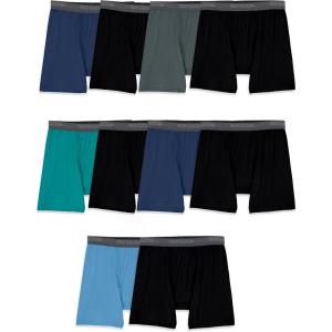 imageFruit of the Loom Mens Micro Stretch Boxer Briefs Designed to Move with You Lightweight ampamp Moisture Wicking10 Pack  BlackNavyGreen
