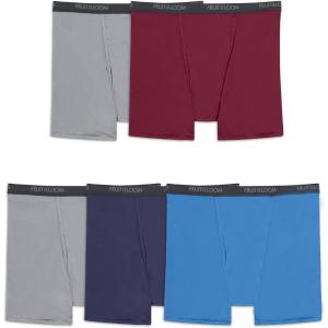 imageFruit of the Loom Mens Micro Stretch Boxer Briefs Designed to Move with You Lightweight ampamp Moisture Wicking5 Pack  GreyRedBlue