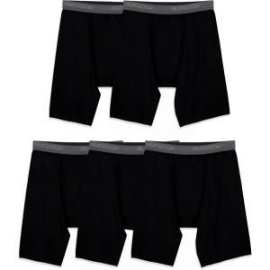 imageFruit of the Loom Mens Micro Stretch Boxer Briefs Designed to Move with You Lightweight ampamp Moisture WickingLong Leg 5 Pack  Black