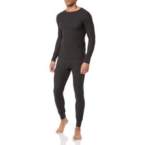 imageFruit of the Loom Mens Recycled Waffle Thermal Underwear Set Top and BottomBlack
