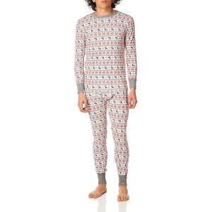 imageFruit of the Loom Mens Recycled Waffle Thermal Underwear Set Top and BottomFair Isle White