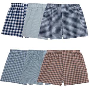 imageFruit of the Loom Mens Tag Free Woven Boxer Shorts Relaxed Fit Moisture Wicking Assorted Color MultipacksAssorted Gingham Stripe