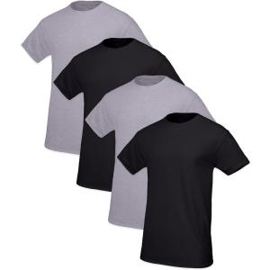 imageFruit of the Loom Mens TagFree Cotton UndershirtsRegular  Crew  4 Pack BlackGrey