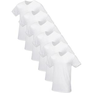 imageFruit of the Loom Mens TagFree Cotton UndershirtsTall Man  Vneck  6 Pack White