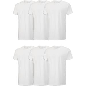 imageFruit of the Loom Mens Undershirts Moisture Wicking ampamp Tag Free Short Sleeve Crew TShirtsWhite  6 Pack