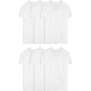 imageFruit of the Loom Mens VNeck Undershirts Moisture Wicking ampamp Tag Free Also Available in Tall SizesTall Man  White  6 Pack