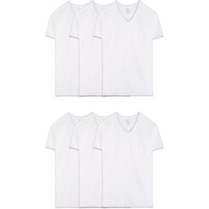 imageFruit of the Loom Mens VNeck Undershirts Moisture Wicking ampamp Tag Free Also Available in Tall SizesWhite  6 Pack