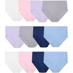 imageFruit of the Loom Womens Lightweight Microfiber Underwear Smooth Under Clothes Available in Plus SizeBrief  12 Pack  BluePinkGrey