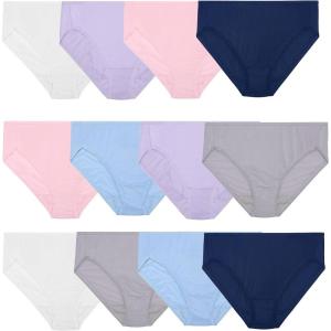 imageFruit of the Loom Womens Lightweight Microfiber Underwear Smooth Under Clothes Available in Plus SizeHi Cut  12 Pack  BluePinkGrey