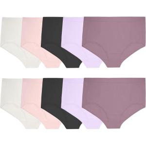 imageFruit of the Loom Womens Lightweight Microfiber Underwear Smooth Under Clothes Available in Plus SizePlus Size Brief  10 Pack  BlackWhitePurple