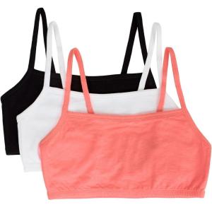 imageFruit of the Loom Womens MultiPack Spaghetti Strap Cotton Sports BraBlack HueWhitePunchy Peach