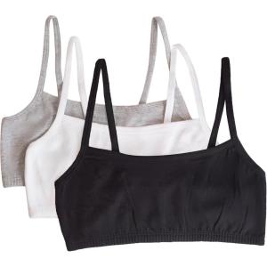 imageFruit of the Loom Womens MultiPack Spaghetti Strap Cotton Sports BraBlackWhiteHeather Grey