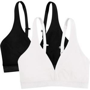 imageFruit of the Loom Womens Wirefree Cotton BraletteBlackWhite