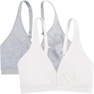 imageFruit of the Loom Womens Wirefree Cotton BraletteHeather GreyWhite