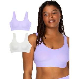 imageFruit of the Loom Womens Wireless Full Coverage Bra Pack w Built In Pads  Smooth Supportive ampamp AllDay Comfort FitLilac WhisperWhite