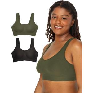 imageFruit of the Loom Womens Wireless Full Coverage Bra Pack w Built In Pads  Smooth Supportive ampamp AllDay Comfort FitOlive NightBlack Hue