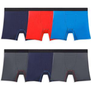 imageFruit of the Loom Mens 4Way Stretch Boxer Briefs  Lightweight ampamp Moisture Wicking Underwear  Long Regular Leg ampamp TrunkRegular Leg  Cooling Channels  Colors May Vary