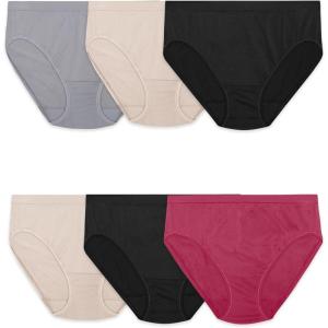imageFruit of the Loom Womens No Show Seamless Underwear Amazing Stretch ampamp No Panty Lines Available in Plus SizeHi Cut Brief  6 Pack  Colors May Vary