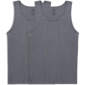 imageFruit of the Loom Mens Eversoft Cotton Sleeveless T Shirts Breathable ampamp Moisture Wicking with Odor Control Sizes S4xTank  2 Pack  Charcoal Heather