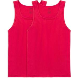 imageFruit of the Loom Mens Eversoft Cotton Sleeveless T Shirts Breathable ampamp Moisture Wicking with Odor Control Sizes S4xTank  2 Pack  Red