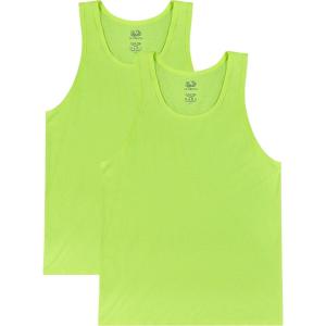 imageFruit of the Loom Mens Eversoft Cotton Sleeveless T Shirts Breathable ampamp Moisture Wicking with Odor Control Sizes S4xTank  2 Pack  Safety Green