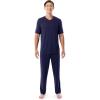 imageFruit of the Loom mens 360 Stretch Short Sleeve Vneck Top and Pant Sleep Pajama SetNavy