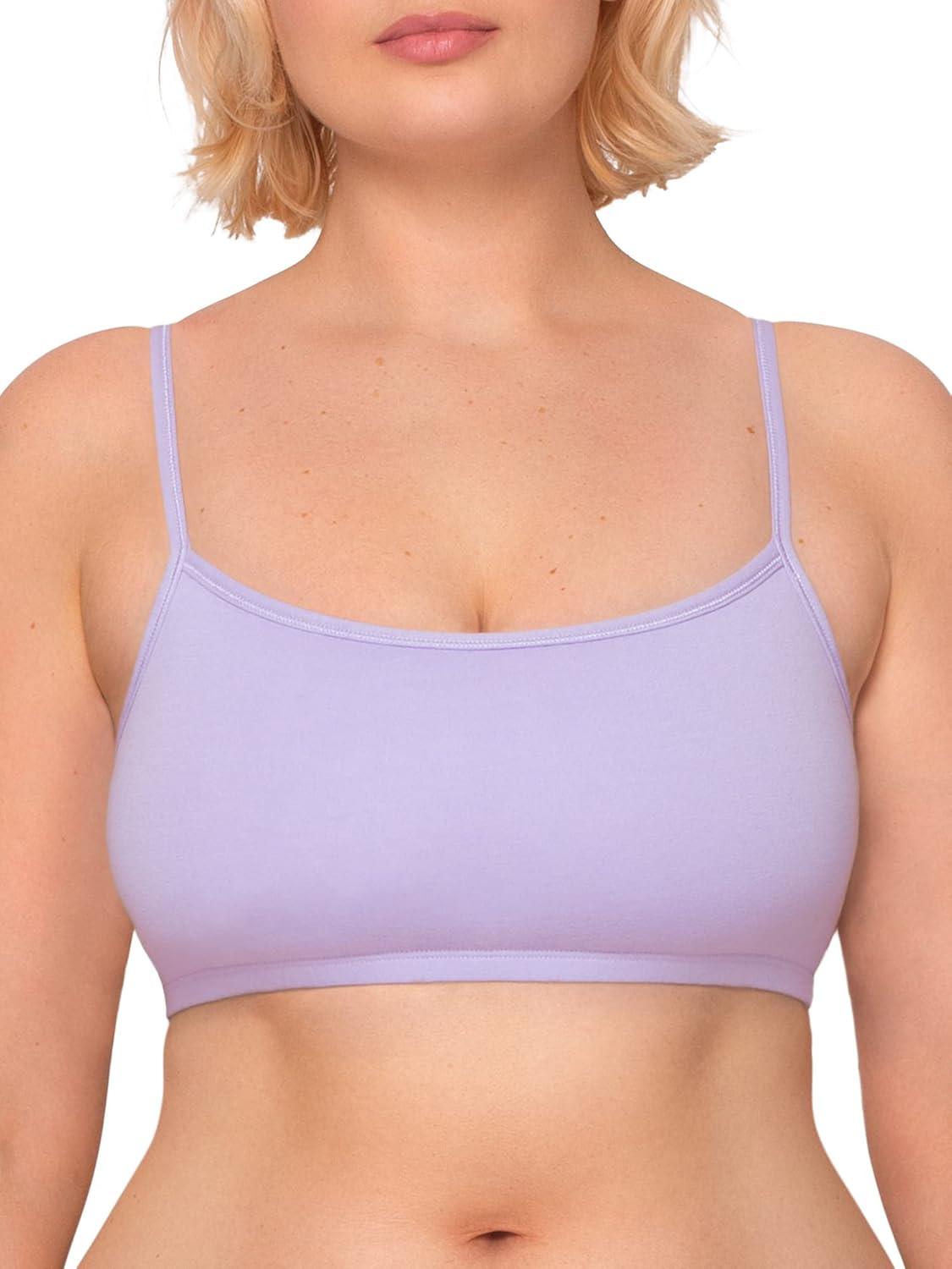 imageFruit of The Loom Womens Spaghetti Strap Cotton Pullover Sports Bra Value PackBlackHeather GreyOlivePurpleLilacDusk